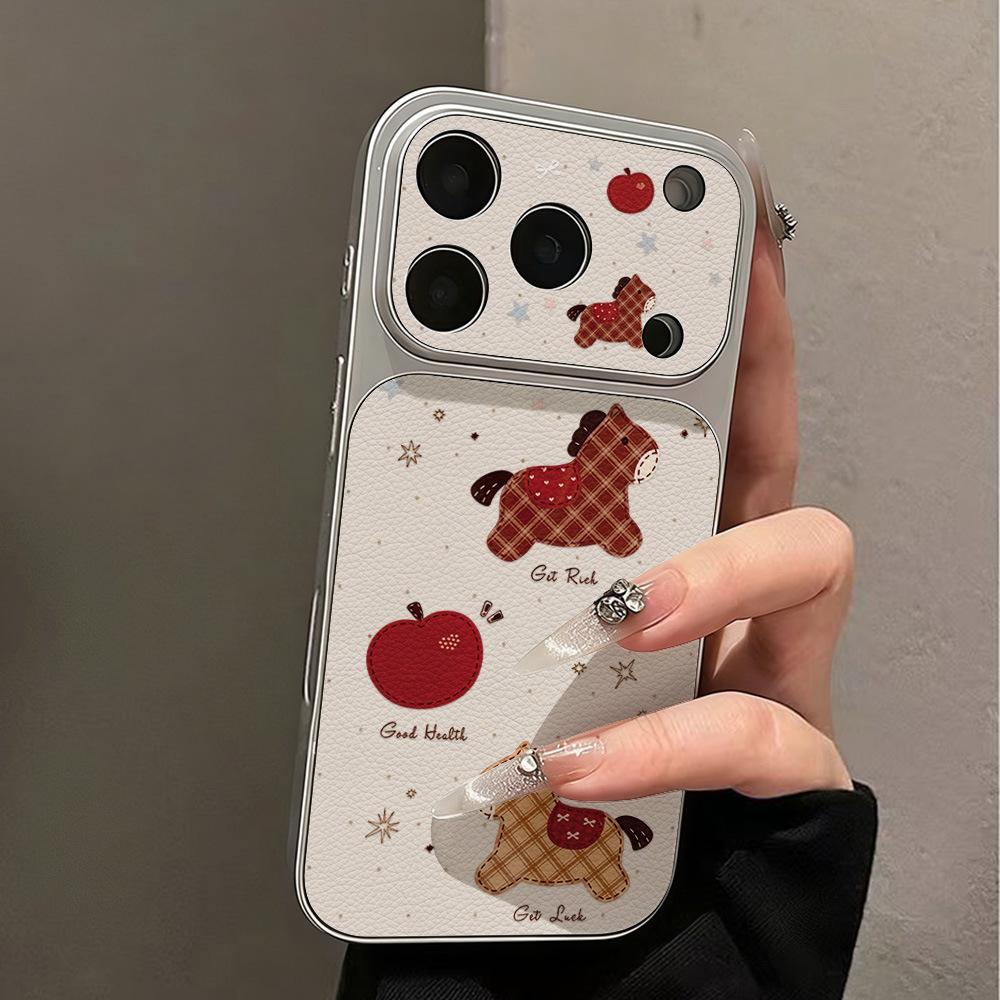 Клетчатый пони Apple подходит для чехла для мобильного телефона iPhone17 с большим окном 16promax 15 с мелкими отверстиями 14 полностью закрывающий.