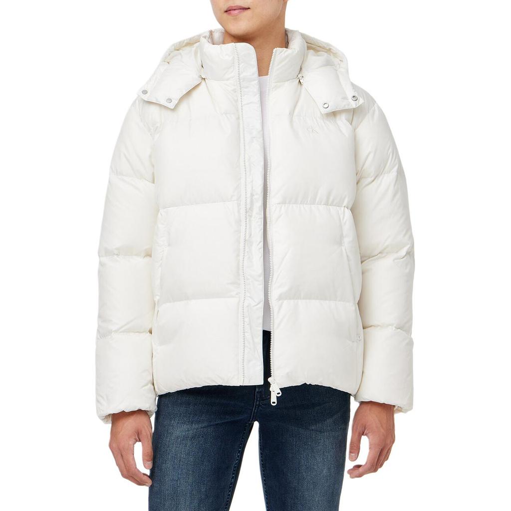 Calvin Klein Минималистичная Удобная Модная Свободная Глянцевая Пуховая Куртка с Капюшоном Мужская Верхняя Одежда Белая J327349-YBI