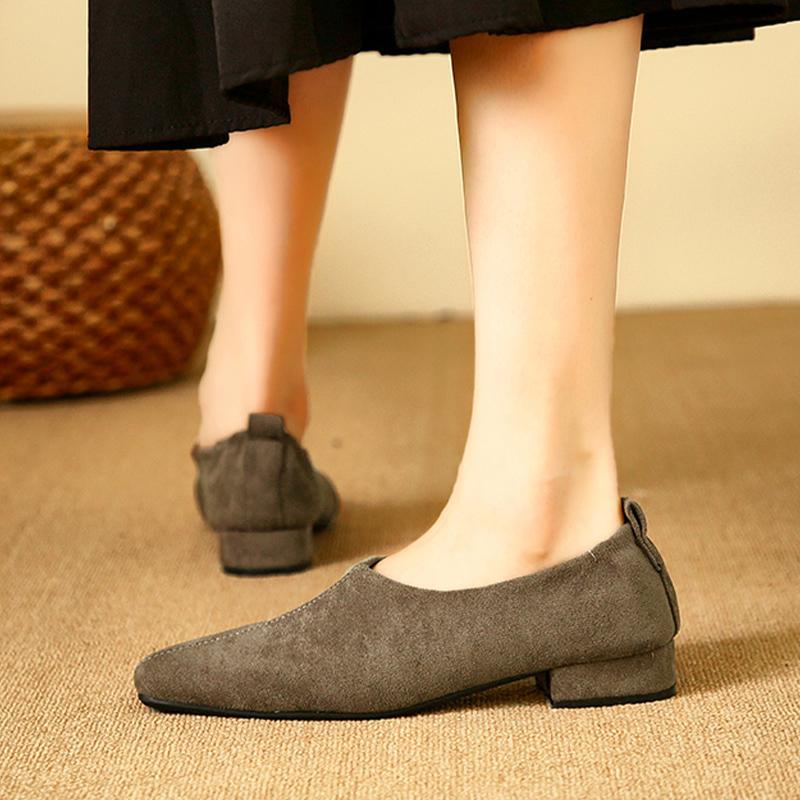 Туфли женские на толстой подошве из замши на среднем каблуке, модная элегантная обувь, новый бренд 2025 года, дизайнерские туфли-лодочки, зимняя классика, Mujer Zapatos