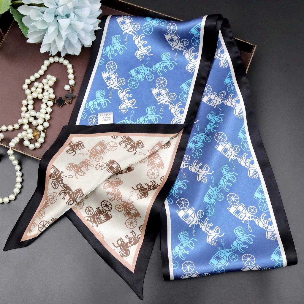 Галстук из тутового шелка для женщин Универсальный осенний стиль Шикарный узкий Многофункциональный декоративный Двухслойный шарф из 100% шелка