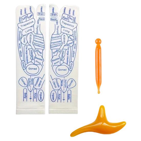 1 Set Massage Mid-calf Socks with Massage Stick Serenity Steps Legible Foot Acupuncture Point Printed Elastic Massage To Promote Circulation Beginner