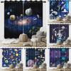 2Pcs Cosmic Galaxy Planets Curtains Galaxy Whale Children Room Bedroom Window Decorations Room Blackout Thermal Insulated Drapes