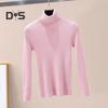 Women Knitted Base Top High Neck Long Sleeve Slim Shirt Solid Color Pullover Thin Sweater for Spring Autumn