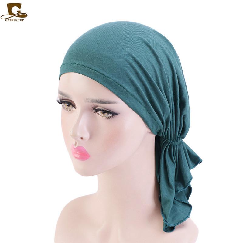 Chemo Headwear Turban Hats For Women Hair Loss Beanie Caps Solid Color Elastic Headwraps Hats For Cancer Hair Cover