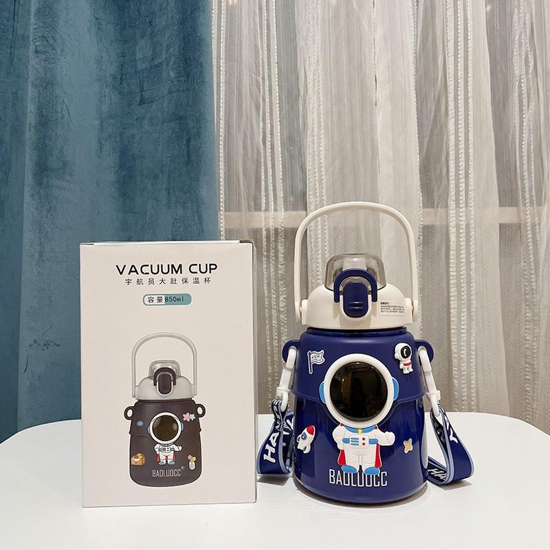 Cute Astronaut Insulated Water Bottle Large Capacity 850ml Kids Students Women