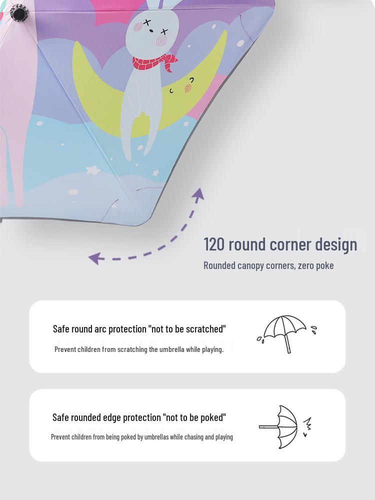 Kids' Adorable 3D Umbrella: Safe, Dual-Use Sunshade & Rain Cover