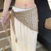 Knitted Triangle Hip Scarf Solid Color Waist Belt Boho Crochet Short Skirt Wrap  for Women