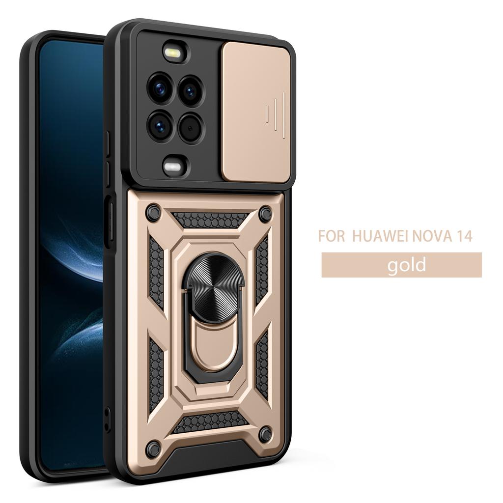 Чехол для Huawei nova 14 Pro Чехол для Huawei nova 14 Крышка Nova14pro Магнитное кольцо-держатель Бронированный чехол для телефона Защита камеры сдвижной задней крышкой