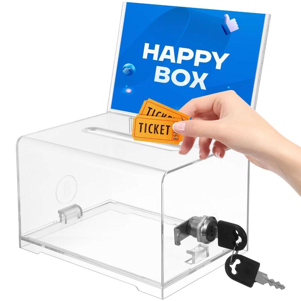 Voting Charity Acrylic Donation Box With Lock Suggestion Box Portable Ballot Box  Business