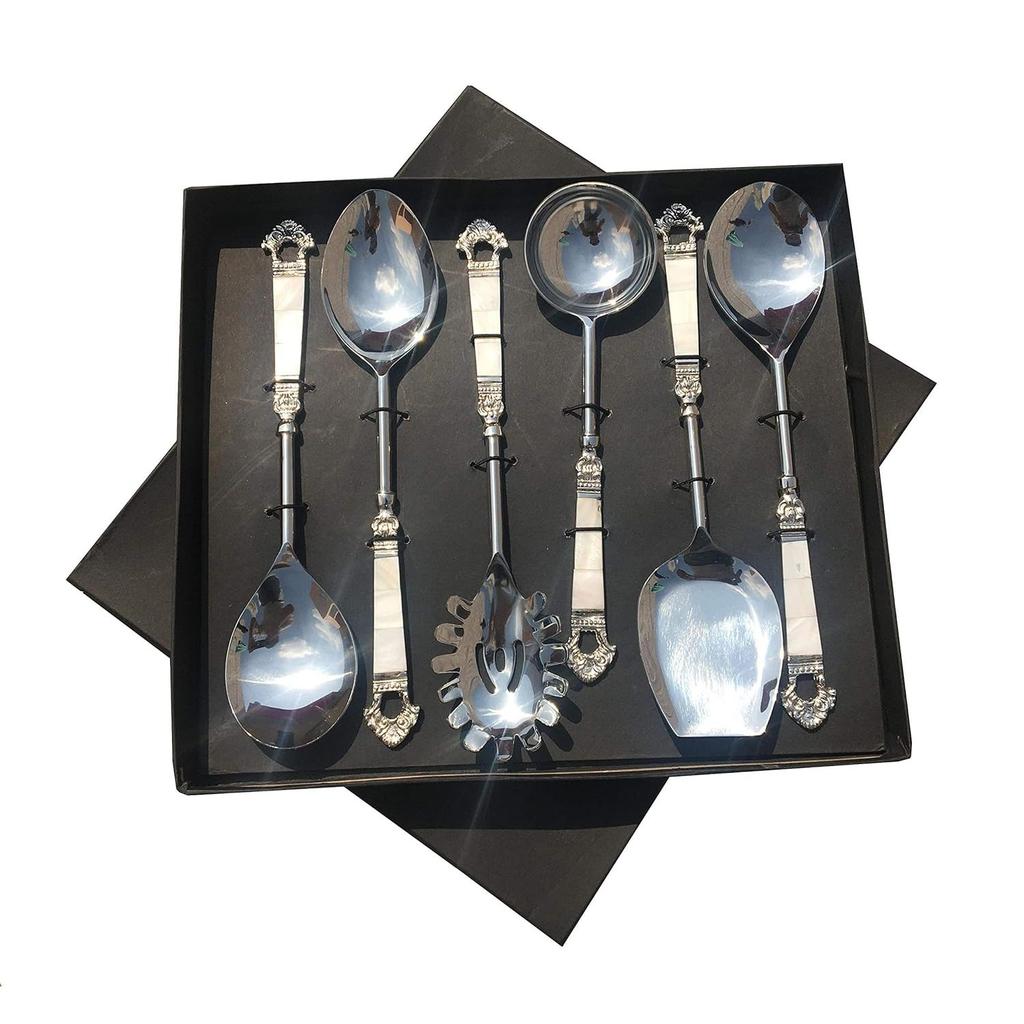 Перламутр (СС) Сервировочная ложка Taj Design с латунной ручкой и серебряным покрытием