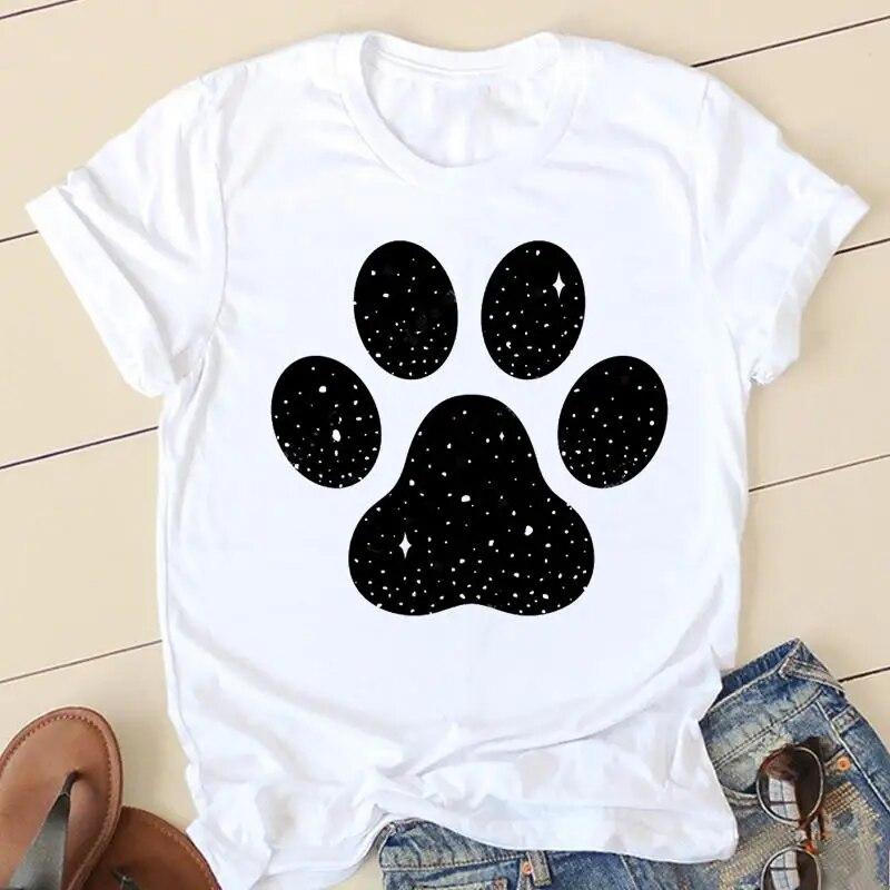 Women T-shirts 90s Love Pug Dog Ladies Fashion Clothing Short Sleeve Cartoon Clothes Spring Summer Female Tee Graphic Tshirt