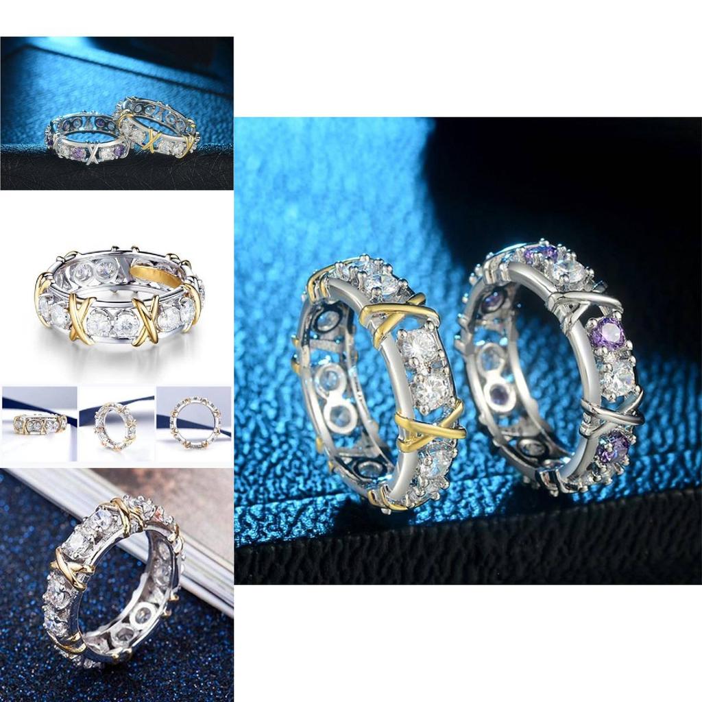 Элегантное геометрическое двухцветное кольцо с кубическим цирконием для женщин, позолоченная модная бижутерия