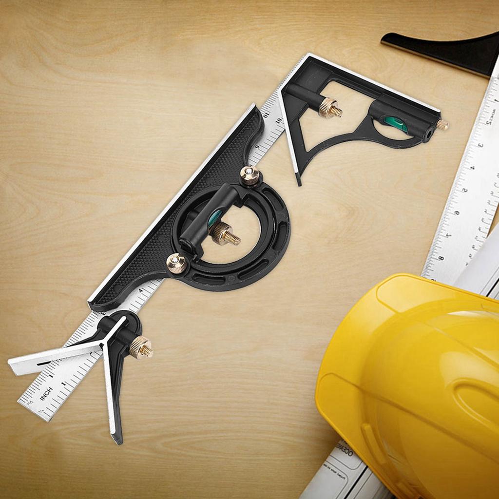 Stainless Steel Angle Ruler 0 180 Degrees Combination Tri Square 0.01 Protractor Measure Tool