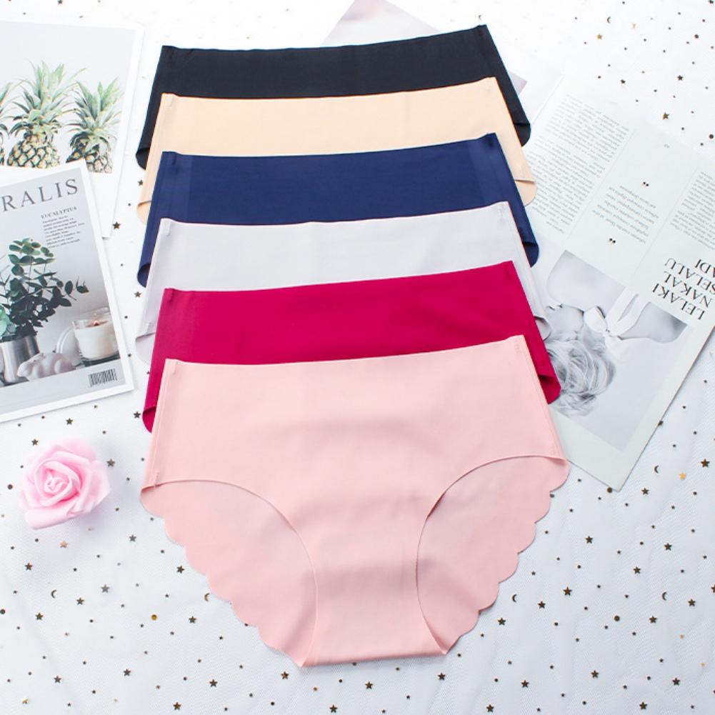 Womens Seamless Panties Soft Underwear Scalloped Trim Panties Bikini Panty for Ladies Breathable Hipster Stretch Panty Underpants