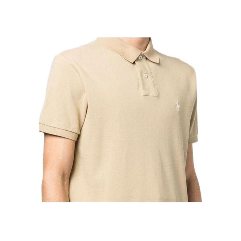 Polo Ralph Lauren SS23 Solid Color Logo Embroidered Short Sleeve Polo Shirt Men Tops Beige 710680784-306