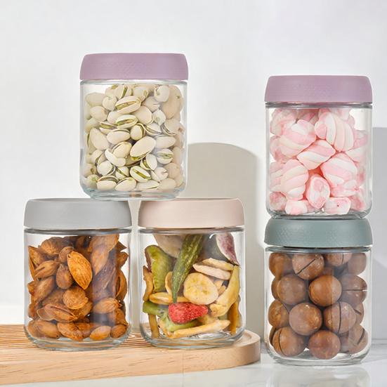 Yousheng 4Pcs/Set Airtight Overnight Oats Jars Glass Meal Prep Containers Stackable Mason Jars with Lids Leakproof Reusable Food Storage Jars