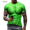 Green Muscle Graphic Men's T-shirts Short Sleeve Fitness Workout Sports Casual Tops Summer 3D Printed Street Style Man Tees