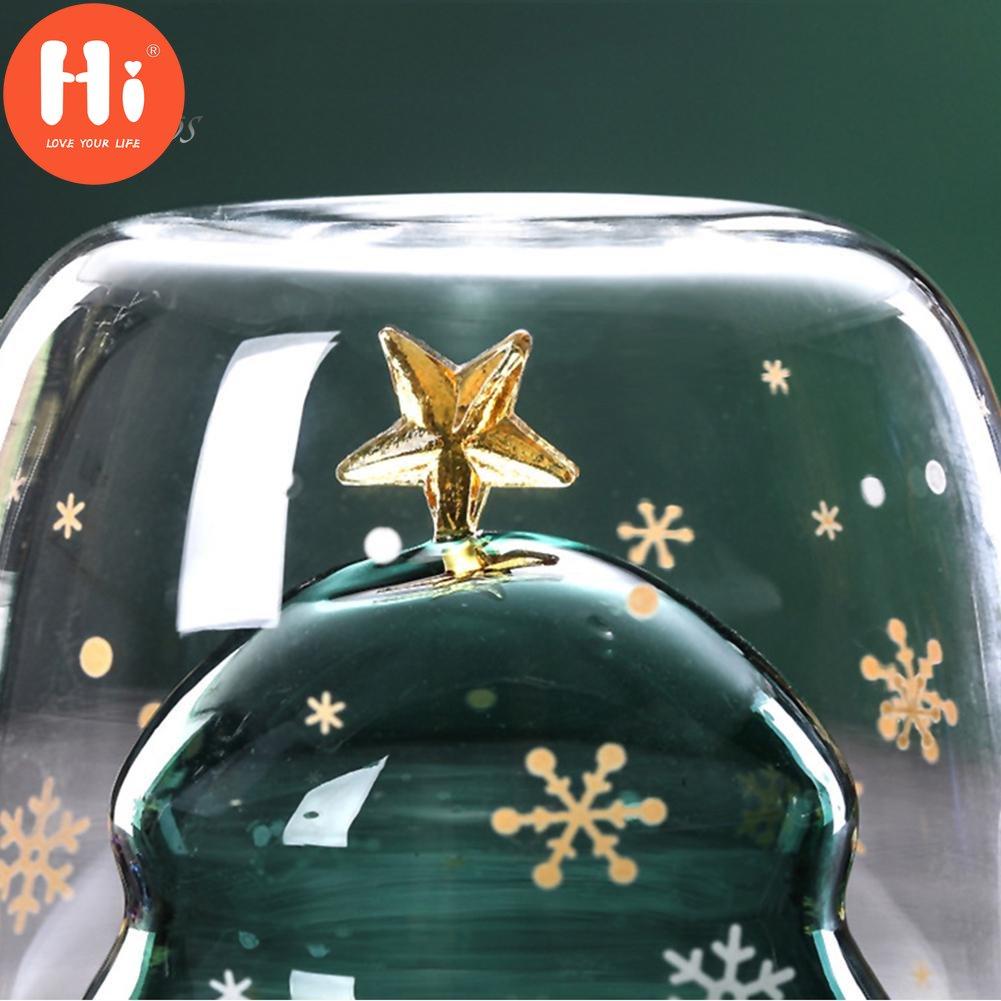 Hi Puntos 300ml Christmas Heat Resistant Double Wall Tea Coffee Glass Cup Mug Drinkware