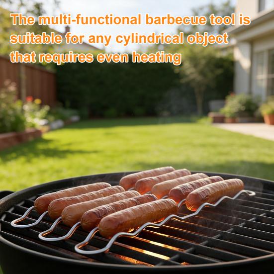 Подставка-ролик для барбекю-сосисок, вращающийся гриль-ролик для хот-догов, нержавеющая сталь, равномерное приготовление, инструмент для жарки сосисок для кемпинга, пикника