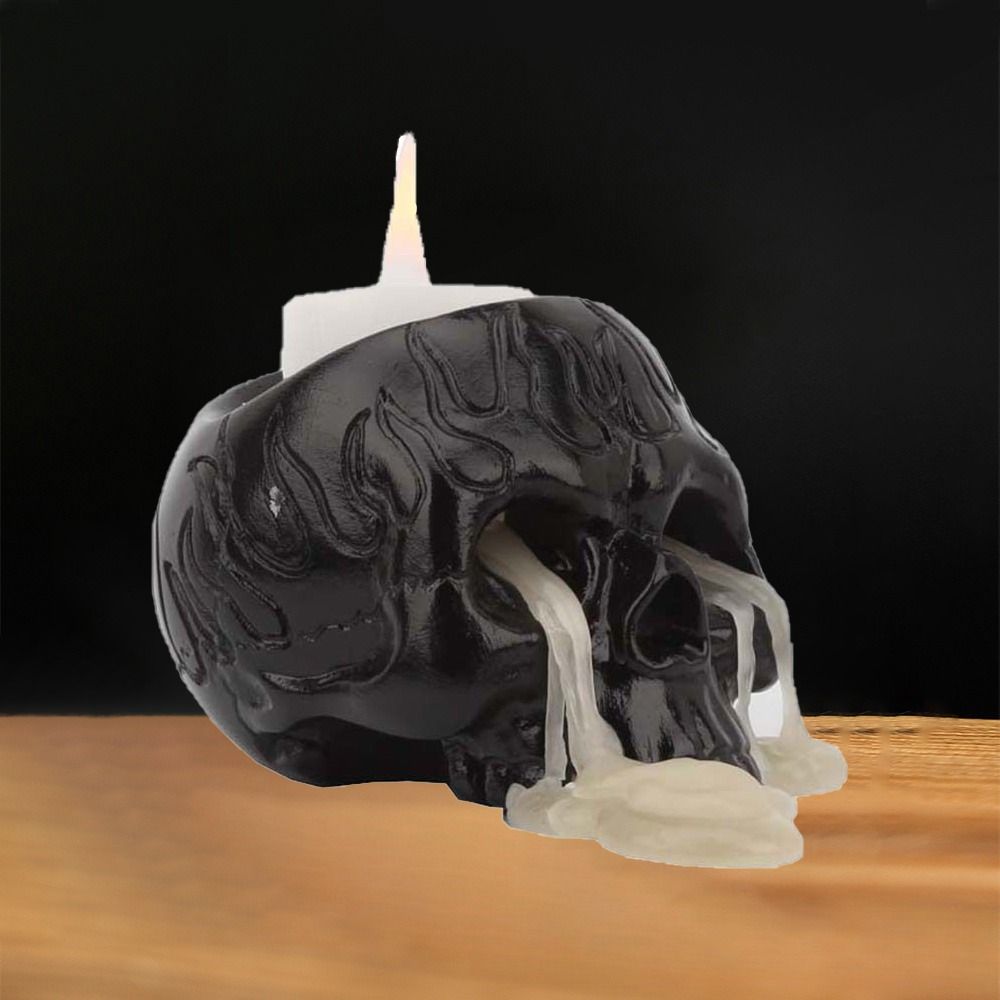 Готический Уникальный Подсвечник в виде Черепа Ручная работа Черный Скелет Подсвечник Украшения Изысканный Смоляной Подсвечник Хэллоуин