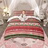 Homewish Merry Duvet Cover Set For Boys Girls, Christmas Tree Deer Bedding, Kawaii Snowman Santa Claus Quilt Cover Set