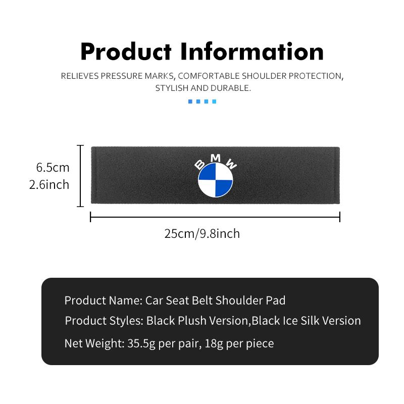 KMLA1 Car Seat Belt Protective Pad Adjustable Shoulder Guard Cover For BMW M Performance E36 E46 E60 E90 E91 E92 E93 F30 F20