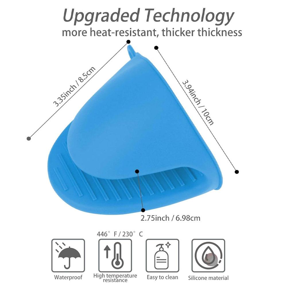 Thickened Mini Silicone Oven Mitts Heat Resistant, Rubber Oven Mitt Gloves, Silicone Potholder for Kitchen Cooking & Baking