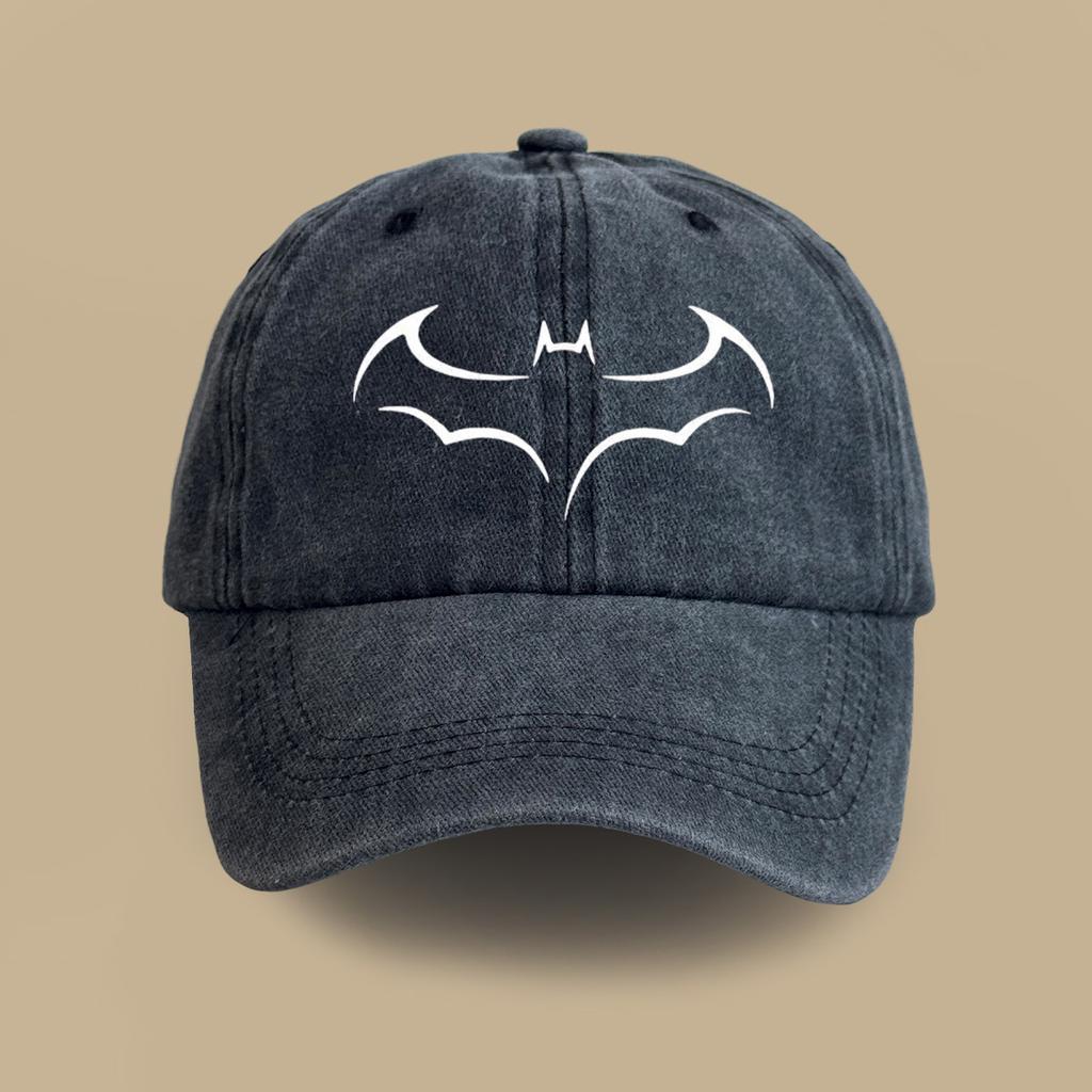 Retro washed soft top hat trendy bat pattern casual cap spring and summer outdoor versatile travel baseball cap