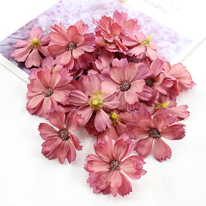 50 шт. 4,5 см мини шелковый цветок ромашки голова искусственный цветок украшение свадебное украшение дома