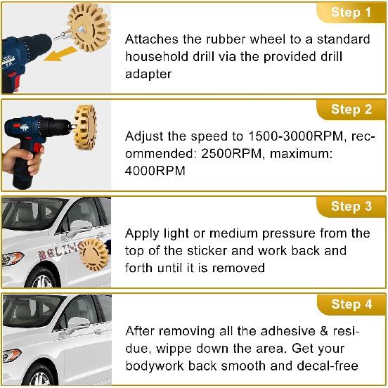 2 Pack Decal Remover Eraser Wheel Adhesive Remover With Adapter 4 Inch Rubber Eraser Wheel For Drill Removes Car Decal Vinyl Tape Graphics Ptripe