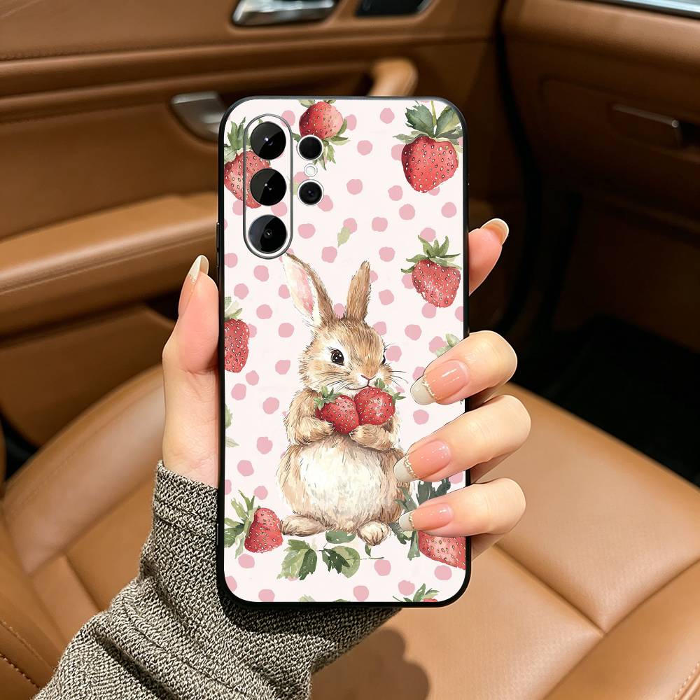 Cute R-Rabbit P-Peter Black Soft Silicone Phone Case for Samsung Ultra S25, S24, S21, S22, S23, S30, Plus, FE, Lite