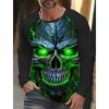 Men's Long-sleeved T-shirt 3D Printed High-definition Skull Stitching Printing Men's Autumn Tops Casual Round Neck Home Clothes