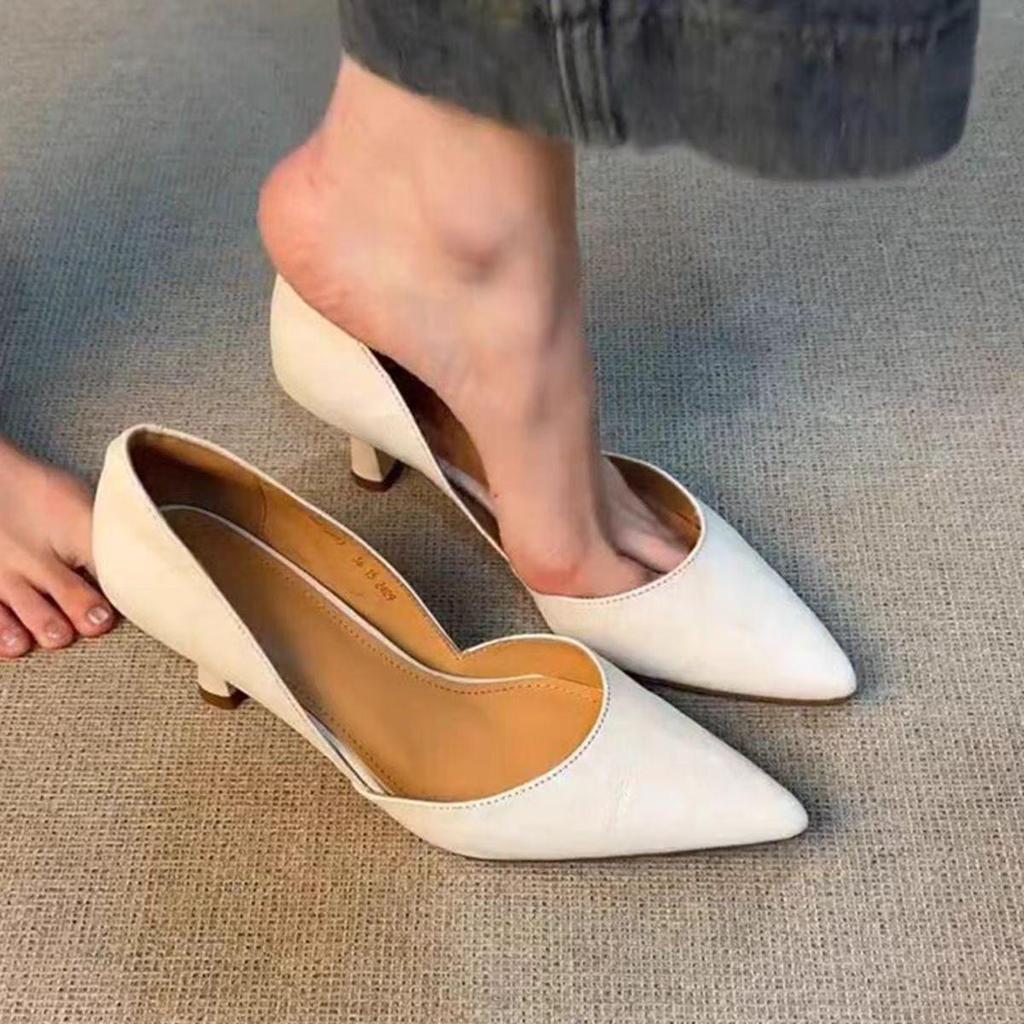 Женские туфли-лодочки на высоком каблуке с острым носком, Летние новые женские сандалии 2025, Роскошные сексуальные рабочие кожаные туфли, Брендовые туфли-лодочки для платья, Zapatos Mujer