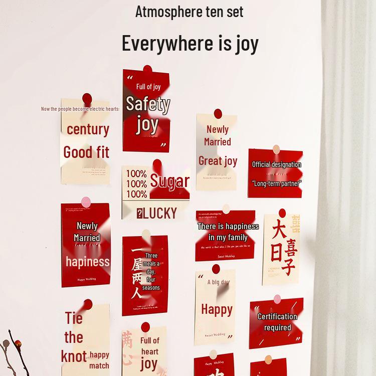 Wedding Double Happiness Cards & Engagement Photo Props Set for Room and Wall Decoration