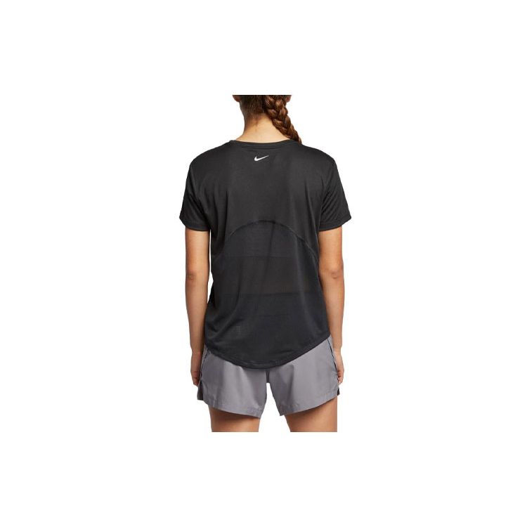 Nike Miler Solid Logo Round Neck свободный спортивный короткий рукав футболка женские топы черный AJ8121-010