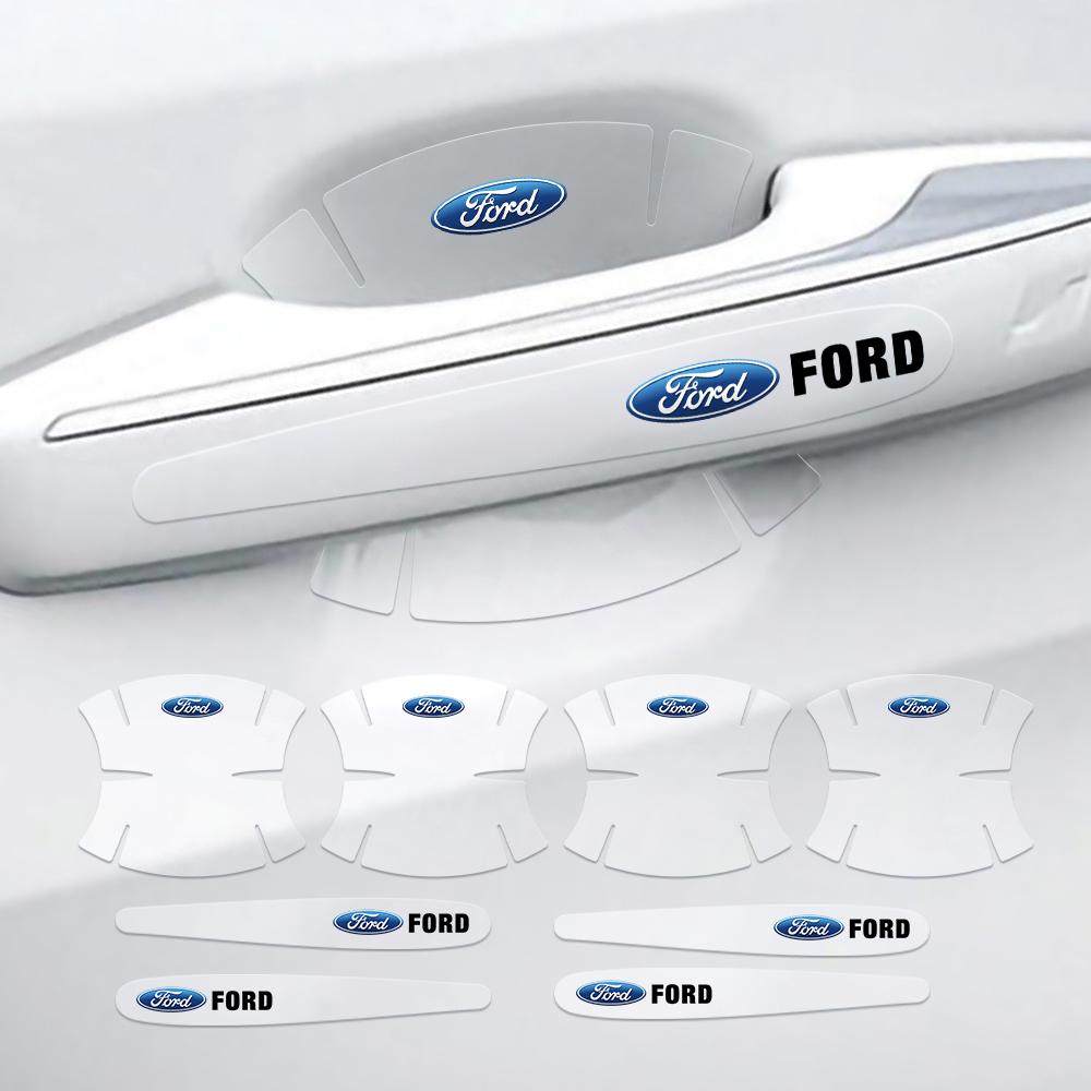 4/8pcs Car Protector Scratch Door Handle Bowl Stickers Center CoverFor Ford Fiesta Mondeo Fusion Explorer Shelby Edge Escape mk2