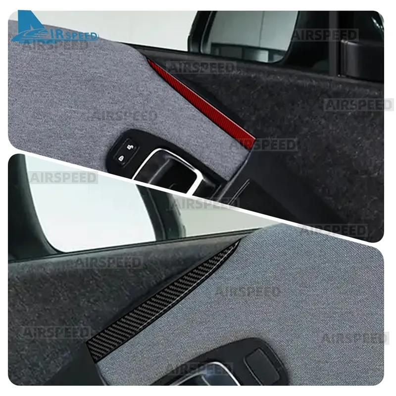 2 шт. Настоящее Мягкое Углеродное Волокно LHD RHD Для BMW i3 2013- Аксессуары Декоративная Панель Над Динамиком Двери Автомобиля Наклейка Интерьер
