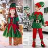 Christmas Elf Costume Set Boys Girls Festive Elf Outfit Kids Classic Red Green Elf Hat Stockings Set Dress-up Attire for Parties Cosplay Performance