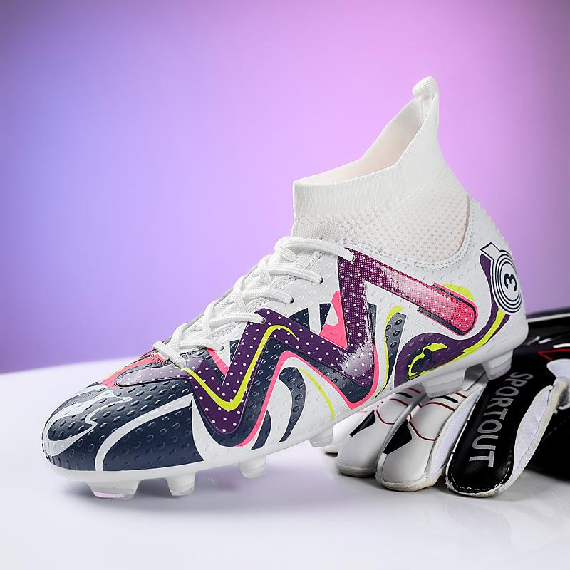 Мужские футбольные бутсы с длинными шипами и высокой лодыжкой, футбольные бутсы AG/TF, детские уличные бутсы для травы, футбольные бутсы, тренировочные спортивные футбольные бутсы