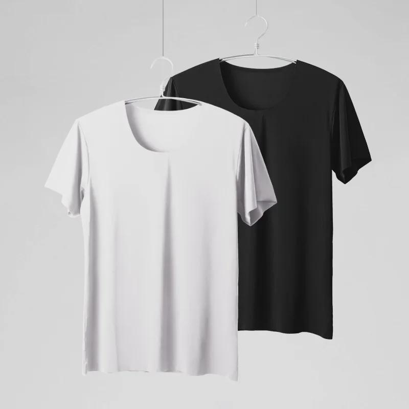 Футболка мужская Ice Silk бесшовная белая с короткими рукавами и круглым вырезом