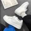 Little White Shoes 2025 Spring/Summer/Autumn New Thick Sole Pure White Round Head Student Lace Up Casual Shoes for Women