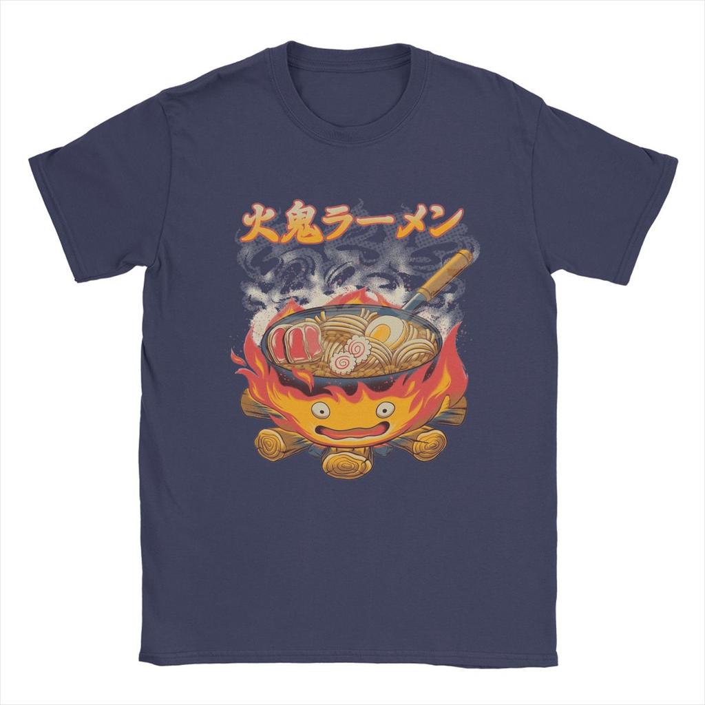 Мужские футболки Howled Ramen Movings Fire Demon Castles, 100% хлопок, винтажные футболки с круглым вырезом, новое поступление футболок