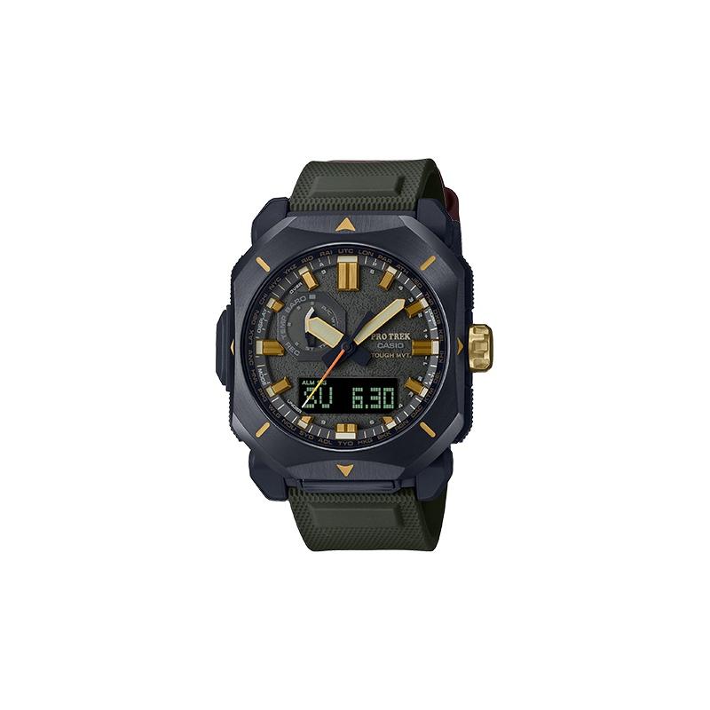 Casio Серия PRO TREK-Дисковый двойной дисплей Наручные Низкотемпературные Солнечная батарея Кварцевый механизм Ремешок из смолы Японские PRW-6900Y-3PR
