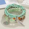 5Pcs Bohemian Colorful Rice Beads Bracelet Set For Women Eiffel Tower Wing Charm Elastic Bracelet Female Summer Vacation Jewelry