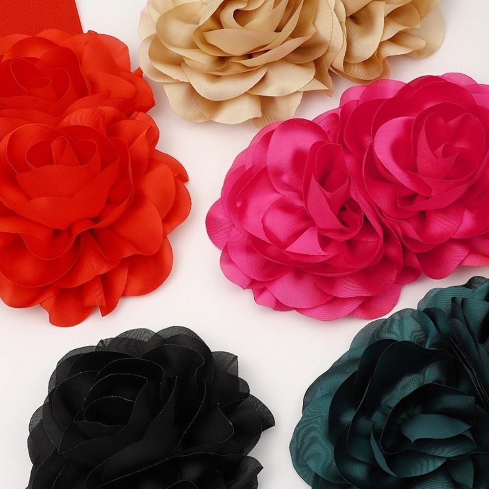 Large Flowers Stretch Waistband Wide Corset Belt Elegant Waist Belt Dress Accessories
