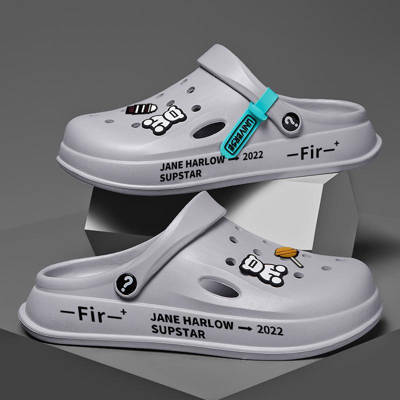 Модная летняя обувь Мужская Женская Сандалии Сабо Мюли Нескользящая Толстая подошва Пляжная Мягкая подошва Шлепанцы Баотоу Мультяшный Тренд Баотоу Женские