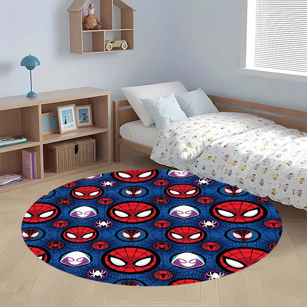 Cool Spider-Man cartoon print round carpet, bedroom, living room and office rotating chair carpet, home decoration