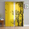 Sunset Trees Silhouette Tulle Window Curtains Living Room Organza Yarn Sheer Voile Curtain Bedroom Kitchen Home Decor Drape