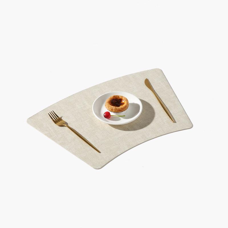 Modern Chinese Fan-Shaped PVC Leather Placemats Oil-Proof Heat-Resistant Table Mats for Round Dining Tables and Hotels