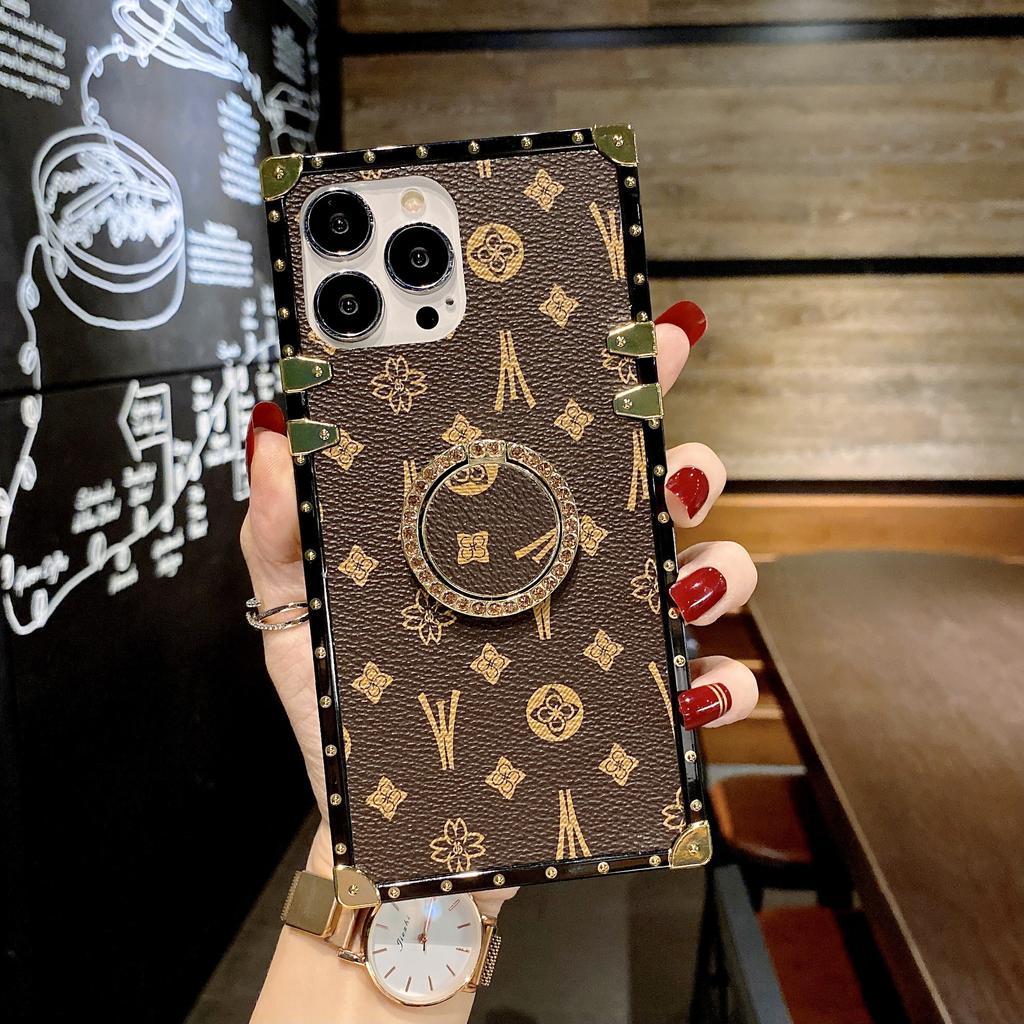 Роскошный Модный Блестящий Кольцо Кожаный Чехол для Телефона Для Iphone 6 7 8 11 12 13 14 15 16 Plus Pro MAX X XS XR Держатель Противоударная Крышка